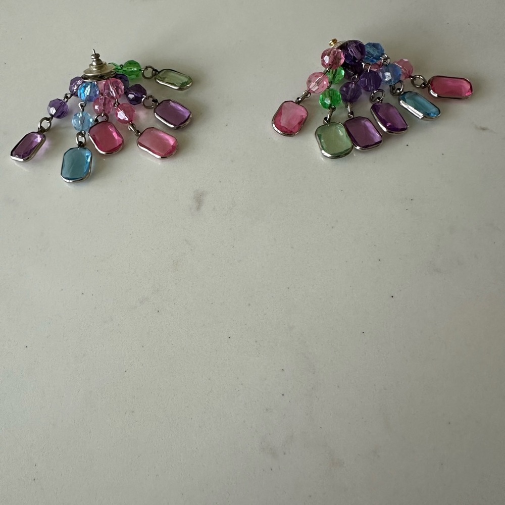 Multicolored Gemstone Dangle Earrings - image 3